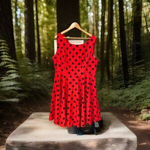 Women’s Polka Dot Dress Size 2X Vixen Rockabilly Pinup Girl Fit Flare Sexy Red